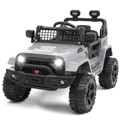 12V Ride on Toys, Electric Car with Remote Control,Ride on Car w/ 4-Wheeler Suspension, 3 Speeds, Led Lights, Bluetooth Music Player, Grey