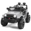 12V Ride on Toys, Electric Car with Remote Control,Ride on Car w/ 4-Wheeler Suspension, 3 Speeds, Led Lights, Bluetooth Music Player, Grey view 1