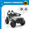 12V Ride on Toys, Electric Car with Remote Control,Ride on Car w/ 4-Wheeler Suspension, 3 Speeds, Led Lights, Bluetooth Music Player, Grey view 2