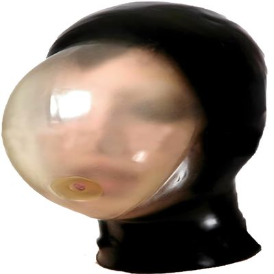 AiCc stylists Latex Party Hood Seamless Breath Control Breath Play Suffocating Rubber Mask Cosplay (Black, XS)