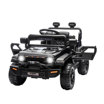 12v Ride on Car for Kids with Parent Remote Control, Electric Power Wheel Car w/ 2 Speeds, Spring Suspension, Music, LED Lights & Safety Belt - Toddler Ride on Toy Car for Age 3+Black