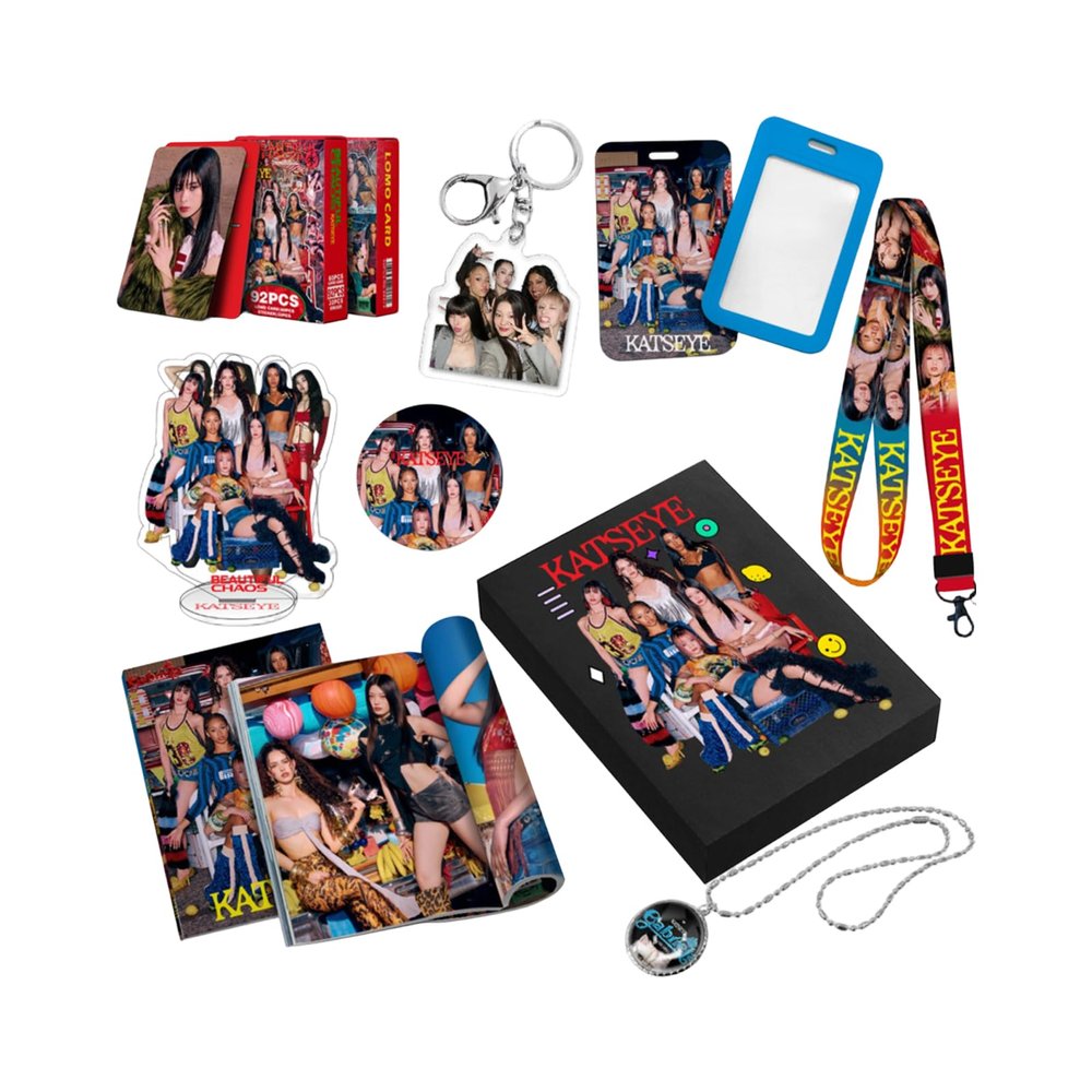 Katseye Gift Box Gnarly Gabriela Album Gift Box Set with 1*c-ard + 1*keychain + 1*stand-up card + 1*brooch + 1*portrait + 1*string + 1card holder Katseye Merch for Fans