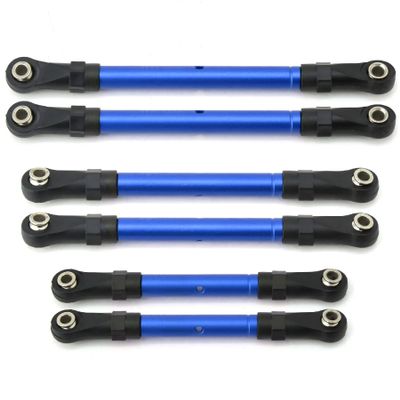 Metal Turnbuckles Pull Rod Link Rod Steering Rod Set For Traxxas for Slash 4x4 1/10 RC Car Parts confident(Blue)