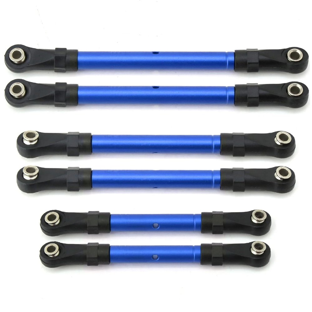 Metal Turnbuckles Pull Rod Link Rod Steering Rod Set For Traxxas for Slash 4x4 1/10 RC Car Parts confident(Blue)