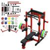 1/12 Scale Mini Gym Workout Equipment with Barbell, Rack & Plates, Doll House Ornament Accessories Decoration Desktop Display Gift for Fitness Fans view 1
