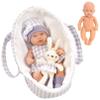 AwnsIMfreien Baby Doll Set, 12 Inch Baby Doll, Realistic Accessories Set Includes Carrier Bassinet Bed & Bunny Toy for Toddlers 3 Ages and Up, Purple, for Toddlers 1-3 view 1