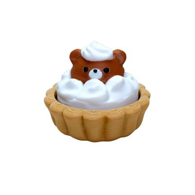 3D-Printed Kiwi Fruit Tart Desktop Stress Relief Toy, Realistic Food Design Fidget Toy with Textured Slices (Coffee Brown)