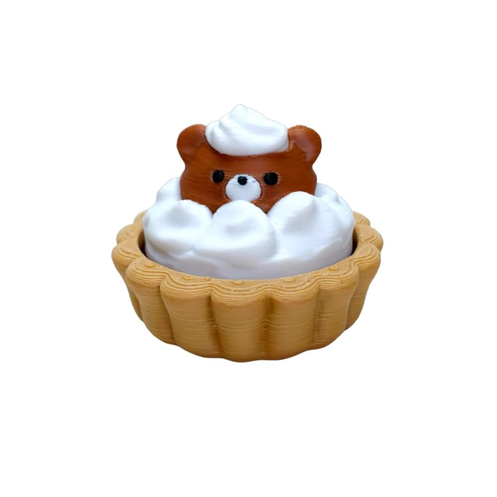 3D-Printed Kiwi Fruit Tart Desktop Stress Relief Toy, Realistic Food Design Fidget Toy with Textured Slices (Coffee Brown)