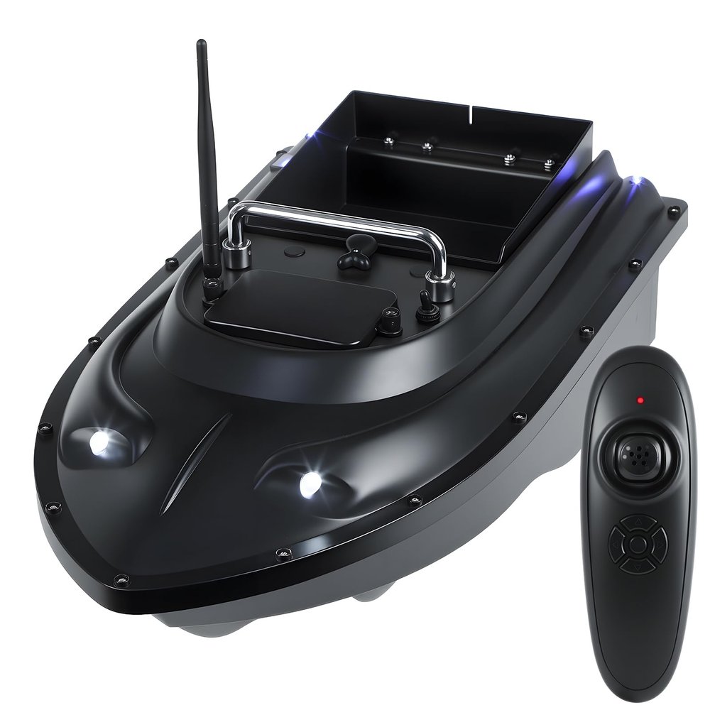 Bait Boat, 500m/546 Yards Remote Control with GPS, 4.4lbs Load Capacity, 6 Hours Sailing Time & Dual Motor, Fully Waterproof Windproof for Fishing Enthusiasts Black