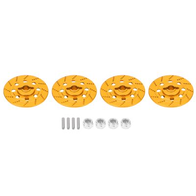 RC Car Brake Disc Set, Aluminum Alloy Wheel Hex Hub Brake Disc with M4 Lock Nuts, High Performance RC Road Racing Parts, Durable Anodized Surface for D4 D5 XIS and TT (Gold)