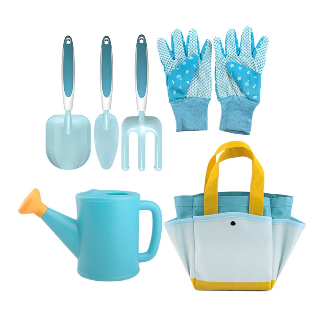 Kids Gardening Set - 6 Pieces Educational Fun Toys, Includes Kids Gardening Gloves for Pretend Play Digging Watering Planting Climbing Garden Yard Outdoor Fun, Flower Vegetable Growing