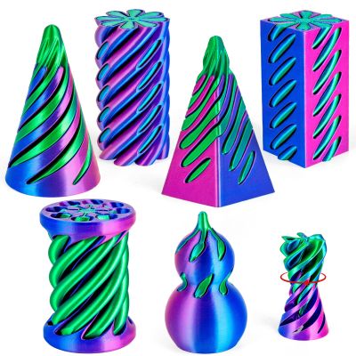 3D Printed Fidget Toys (6 Pack), Impossible Cone & Pyramid Spiral Toy, Optical Illusion Passthrough Desk Toys for Adults & Kids, Stress Relief Sensory Fidgets for Anxiety, Cool Office Gifts, 6PCS XL