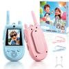 2 Pack Walkie Talkies for Kids, Rechargeable Kids Video Walkie Talkies with Camera & Voice Changer, Long Range Video Chat Toy for Age 3-12, Indoor, Outdoor Play Camping Hiking Games (Pink/Blue) view 1