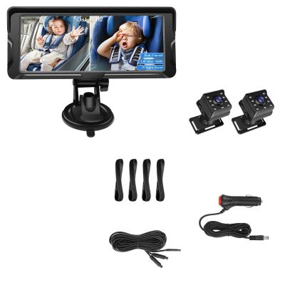 Baby Car Camera Dual Channel 6.8 Inch 1080P Monitor with IR Night Vision 150 Wide View for Rear Facing Seat Child Safety