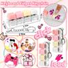 2 PCS 4-in-1 Keyboard Fidget Toy Keychain, Finger Clicky Button Toy Stress Relief Keychain with Swappable Keycaps, Mini Mechanical Key Fidget for Office Desk Focus Gifts (Pink Yellow White) view 2