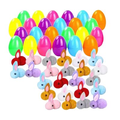 24pcs Prefilled Easter Eggs With Toys, Easter Basket Stuffers For Kids, 24 Cute Bunny Plush Toys Easters Party Favors
