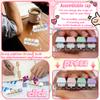 2 PCS 4-in-1 Keyboard Fidget Toy Keychain, Finger Clicky Button Toy Stress Relief Keychain with Swappable Keycaps, Mini Mechanical Key Fidget for Office Desk Focus Gifts (Purple Pink White) view 3