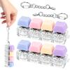 2 PCS 4-in-1 Keyboard Fidget Toy Keychain, Finger Clicky Button Toy Stress Relief Keychain with Swappable Keycaps, Mini Mechanical Key Fidget for Office Desk Focus Gifts (Purple Blue) view 1