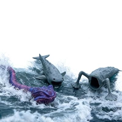 3D Printed Sea Monster Toy, Trevor Henderson Mythical Ocean Predator Model, Creative and Novel Toys ([A])