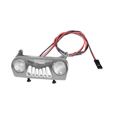 Aluminum 7075-T6 Alloy Front Bumper With White Light For Vanquish 1:10 H10 Optic Kit/Yokohama RTR/Sparco RTR Rock Crawler Upgrades - Silver