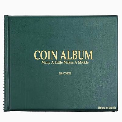 240 Pockets Coin Holder Collection Coin Storage Album Book for Collectors, Money Penny Pocket (Green)