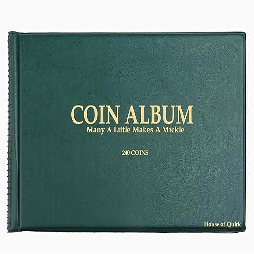 240 Pockets Coin Holder Collection Coin Storage Album Book for Collectors, Money Penny Pocket (Green)