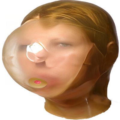 AiCc stylists Latex Party Hood Seamless Breath Control Breath Play Suffocating Rubber Mask Cosplay (Transparent Brown, L)