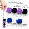 2 PCS 4-in-1 Keyboard Fidget Toy Keychain, Finger Clicky Button Toy Stress Relief Keychain with Swappable Keycaps, Mini Mechanical Key Fidget for Office Desk Focus Gifts (Blue White Black Purple) view 1