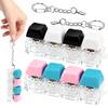 2 Pcs 4 in 1 Keyboard Fidget Toy Keychain, Clicky Button Toy Stress Relief Keychain with Swappable Keycaps, Mini Mechanical Key Fidget for Office Desk Focus Gifts (Blue Pink Black White) view 1