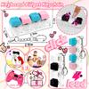 2 Pcs 4 in 1 Keyboard Fidget Toy Keychain, Clicky Button Toy Stress Relief Keychain with Swappable Keycaps, Mini Mechanical Key Fidget for Office Desk Focus Gifts (Blue Pink Black White) view 3