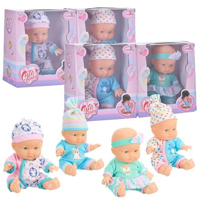 Halloscume 4 Pcs 8 Inch Mini Baby Mini Reborn Doll Vinyl Full Body Realistic Lifelike Newborn Baby Dolls with Weighted Cloth, Blue Theme, Stress Relief, Set with Box Packaging for Kids