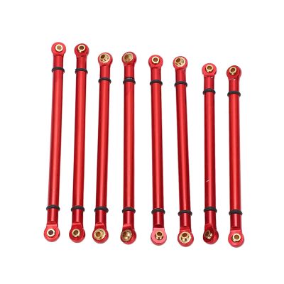 Aluminum Alloy Link Rod Linkage Set HIGH Strength Durable 8PCS Upgrade Parts 313MM WHEELBASE Connecting Rod RC Crawler CAR AXIAL SCX10 (X006R red)