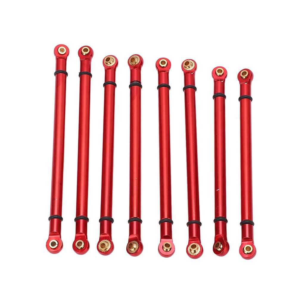 Aluminum Alloy Link Rod Linkage Set HIGH Strength Durable 8PCS Upgrade Parts 313MM WHEELBASE Connecting Rod RC Crawler CAR AXIAL SCX10 (X006R red)