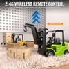 1/64 Full Proportional RC Forklift Toy,10 Channel 2 Mode Mini Remote Control Forklift Truck with Flatbed Tow Truck, 3 in 1 Transformable Lift Fork & Hook & Trailer with Lights & Sounds for Kids view 2