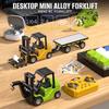 1/64 Full Proportional RC Forklift Toy,10 Channel 2 Mode Mini Remote Control Forklift Truck with Flatbed Tow Truck, 3 in 1 Transformable Lift Fork & Hook & Trailer with Lights & Sounds for Kids view 3