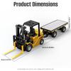 1/64 Full Proportional RC Forklift Toy,10 Channel 2 Mode Mini Remote Control Forklift Truck with Flatbed Tow Truck, 3 in 1 Transformable Lift Fork & Hook & Trailer with Lights & Sounds for Kids view 4