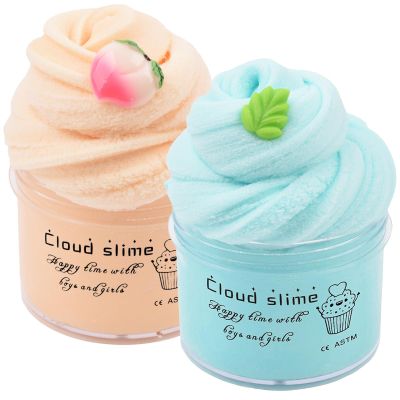 2 Pack Cloud Slime Kit, Soft and Non-Sticky Funny Slime, Stress Relief Scented Slime Toy for Kids Education, Party Favor and Birthday Gift(2 * 100ML)