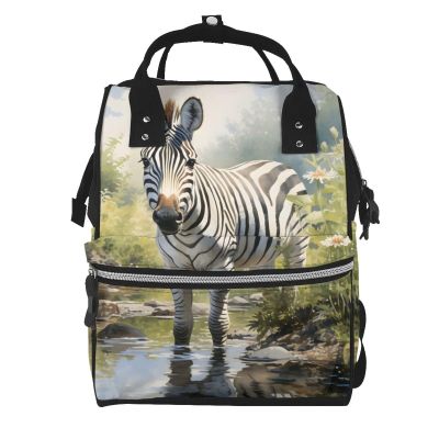 Beubebim Diaper Bag Backpack Casual Zebra Large Capacity Nappy Bag Waterproof Mummy Bags Multifunction Travel Nappy Bags for Mom Dad Casual Travel Essentials Daypack
