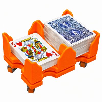 Card Holder - 4 Deck Plastic Revolving Card Game Holder Playing Cards Tray Rotating 360 Organizes Multiple Decks for Canasta, Poker and More | Lightweight, Durable with Smooth Rotation (Orange, Small)