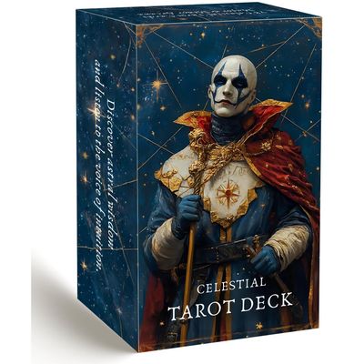 Celestial Tarot Deck, 78 Cards, Major & Minor Arcana, Cosmic Tarot with Blue & Gold Fantasy Art, Mystical Arcana Design for Beginners, Professional Readers, Intuition, Divination, Spiritual Guidance