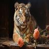 Tiger Resting By Roses Jigsaw - 35 Piece Animal Puzzle, Brain-Teasing Activity for Enthusiasts & Collectors view 1