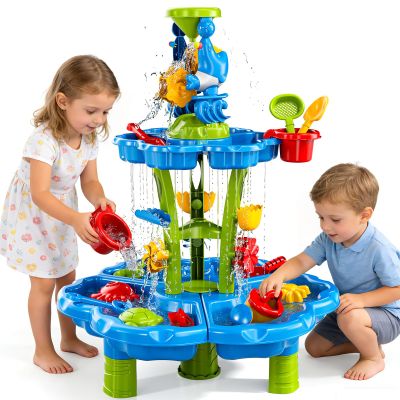 Kenthoris Water Table for Toddlers 1-3, Toddler Outdoor Toys Kids Summer Beach Backyard Pool Splash Activities Playsets, Water and Sand Activity Sensory Playset for Toddlers 1.5+ Years Old (9933)