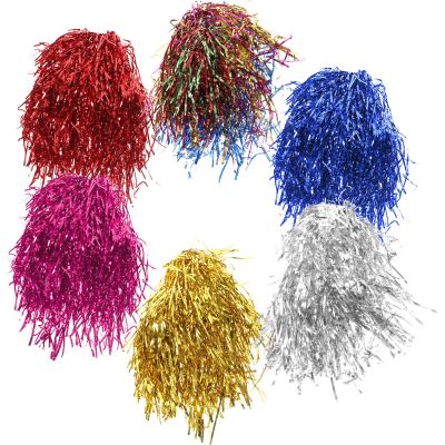 BESTonZON 6Pcs Foil Tinsel Party Wigs for Women, Colorful Shiny Fake Hair Wigs for Costume Cosplay Holiday Dress-Up Accessories