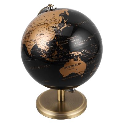 AUTSUPPL Vintage 14Cm Desktop Globe with Bronze Base, Rotating Map, Antique Table Ornament for Home and Office Shelf Decor
