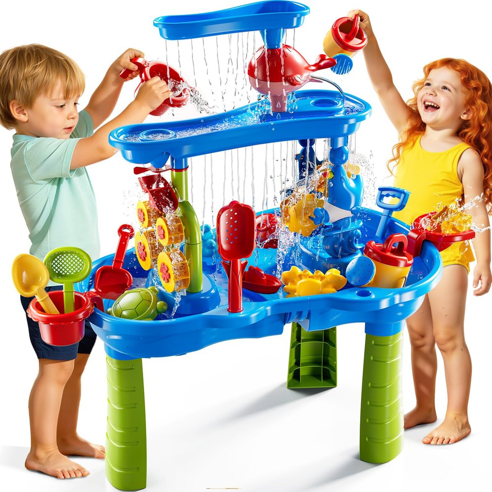DULONIME Kids Water Table Toys for Boys and Girls Aged 3 4 5 6 7 8 (Flower Water Table)