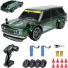 1:24 Scale RC Drift Car with LED Lights, 4WD Remote Control Mini Drift Car with Dual Speed Modes, LED Lights, Extra Drift Tires, USB Rechargeable Hobby RC Car for Teens and Adults (Green,2*Batteries) view 1