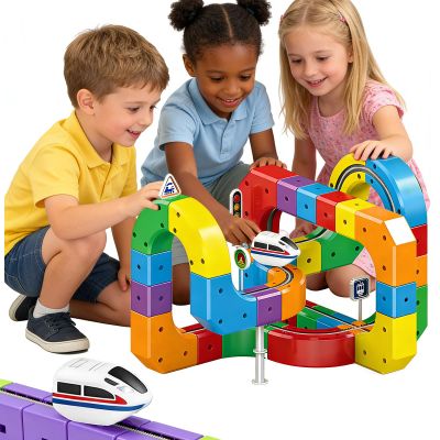JWXTOYGDCN Electric Train Set 3D Magic Flexible Race Tracks for Kids Ages 3-8, 81PCS Anti Gravity Race Track with Car, STEM Educational Building Toy Gift for Boys & Girls