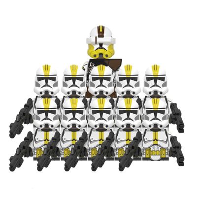 327th Clone Troopers 11pcs Phase 2 Troopers Army Building figs Set Battle Pack with Accessories Yellow