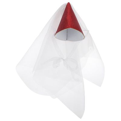 Abaodam Decorative Sequins Tulle Cone Birthday Hat for, One Size Red Mesh Party Photo Prop for Birthday Celebrations