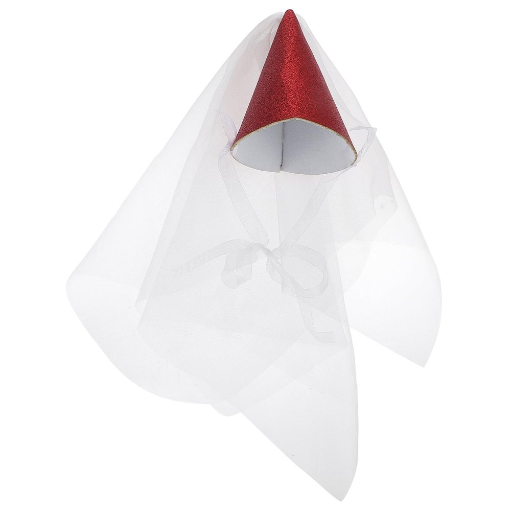 Abaodam Decorative Sequins Tulle Cone Birthday Hat for, One Size Red Mesh Party Photo Prop for Birthday Celebrations